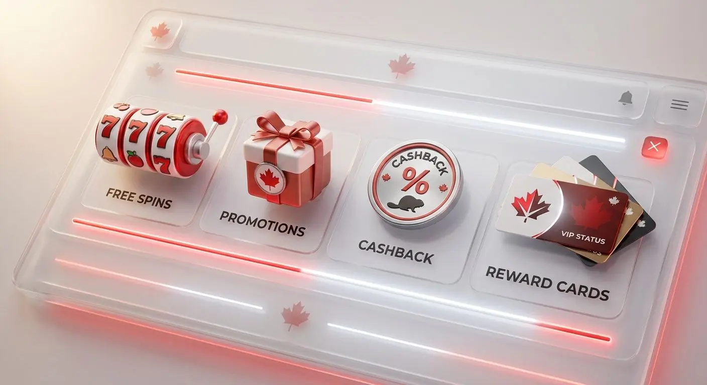 Illustration of free spins promotions and cashback categories