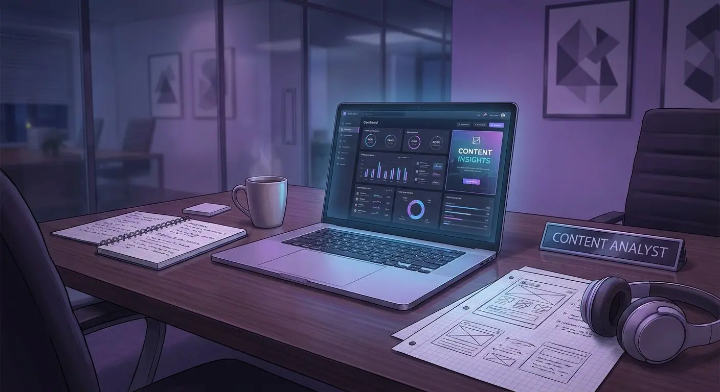 Professional writer workspace with laptop and notes