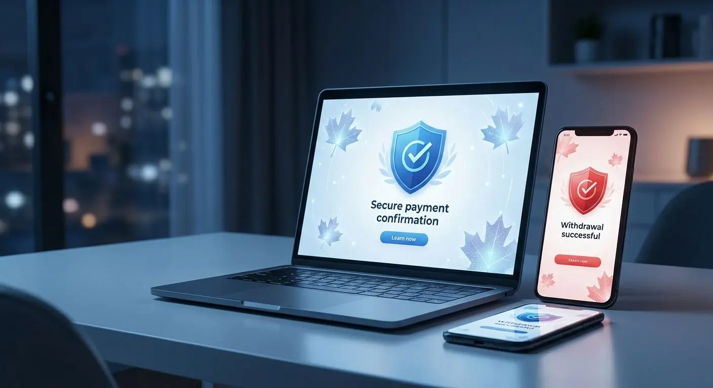 Canadian Payment and Withdrawal Illustration Secure online payments and withdrawals for Canadian players