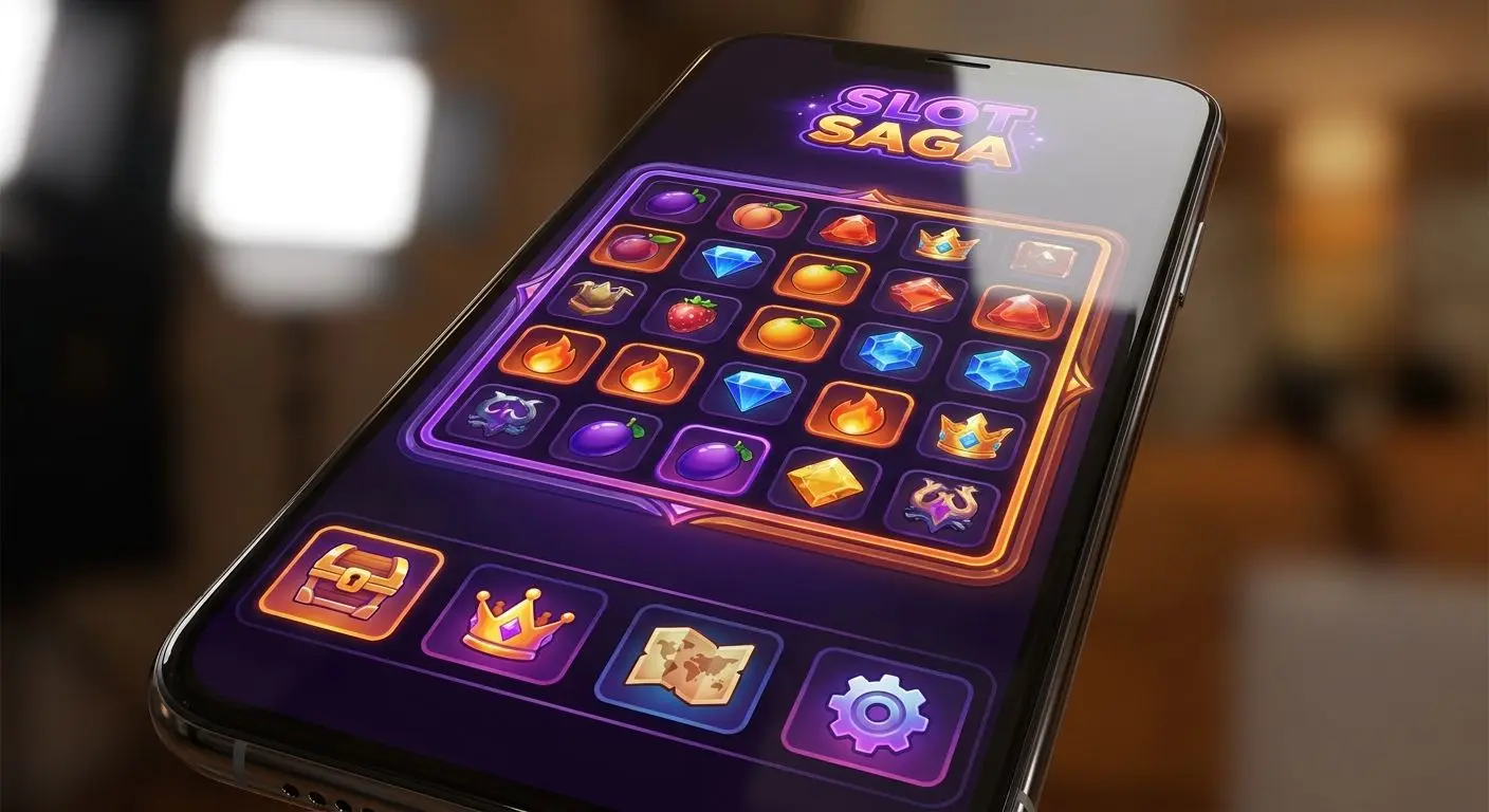 iPhone screen with PlayOJO game categories and slots