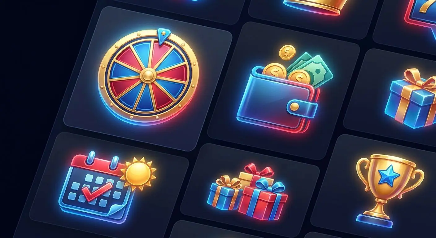 Collage of PlayOJO bonus features including free spins cashback and daily offers