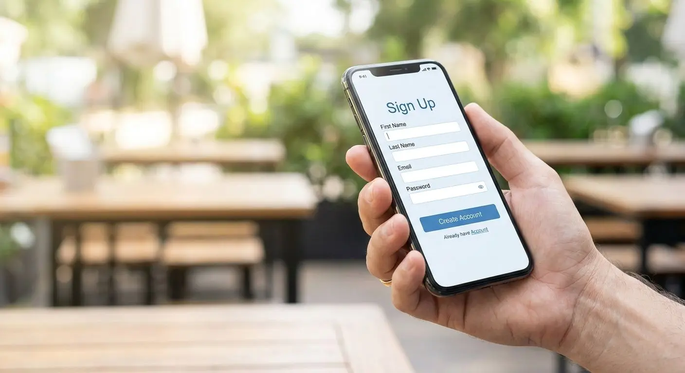 Mobile registration form on smartphone screen