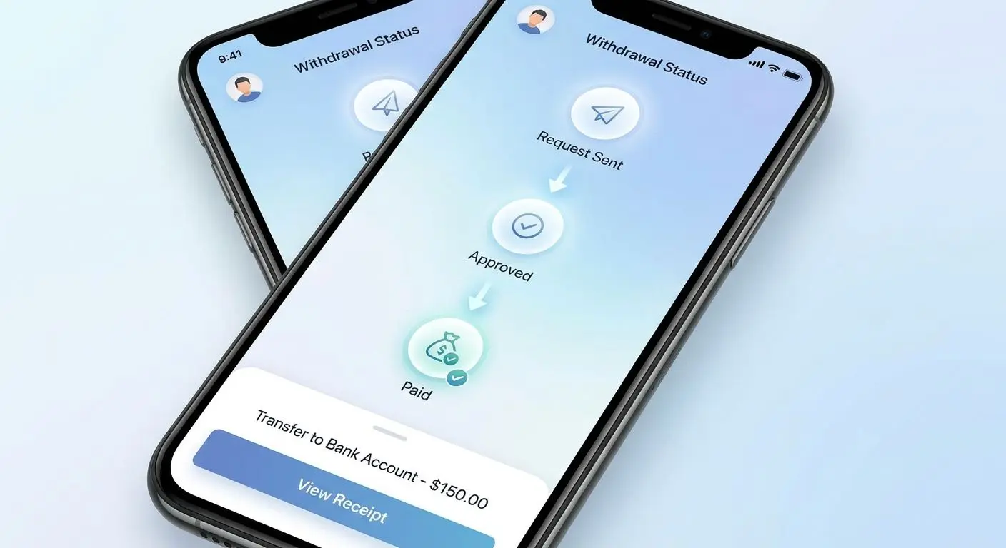 Step-by-step withdrawal process from request to payment